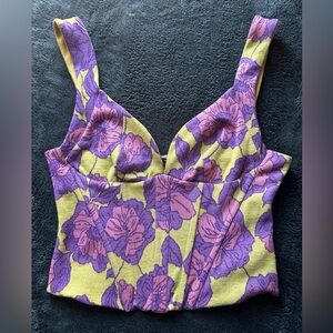 Floral Purple and Yellow Women's Top